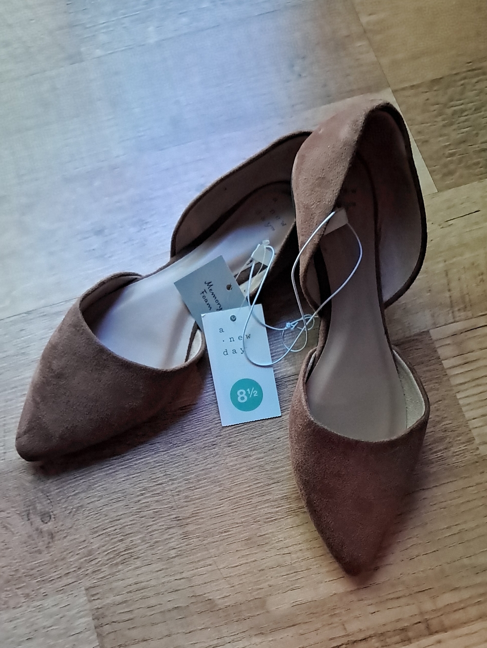 a new day Pointed Toe D'Orsay Flats in Cognac Brown
